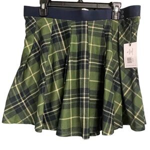 NWT WeWoreWhat Tennis Skort Green Blue Plaid XL